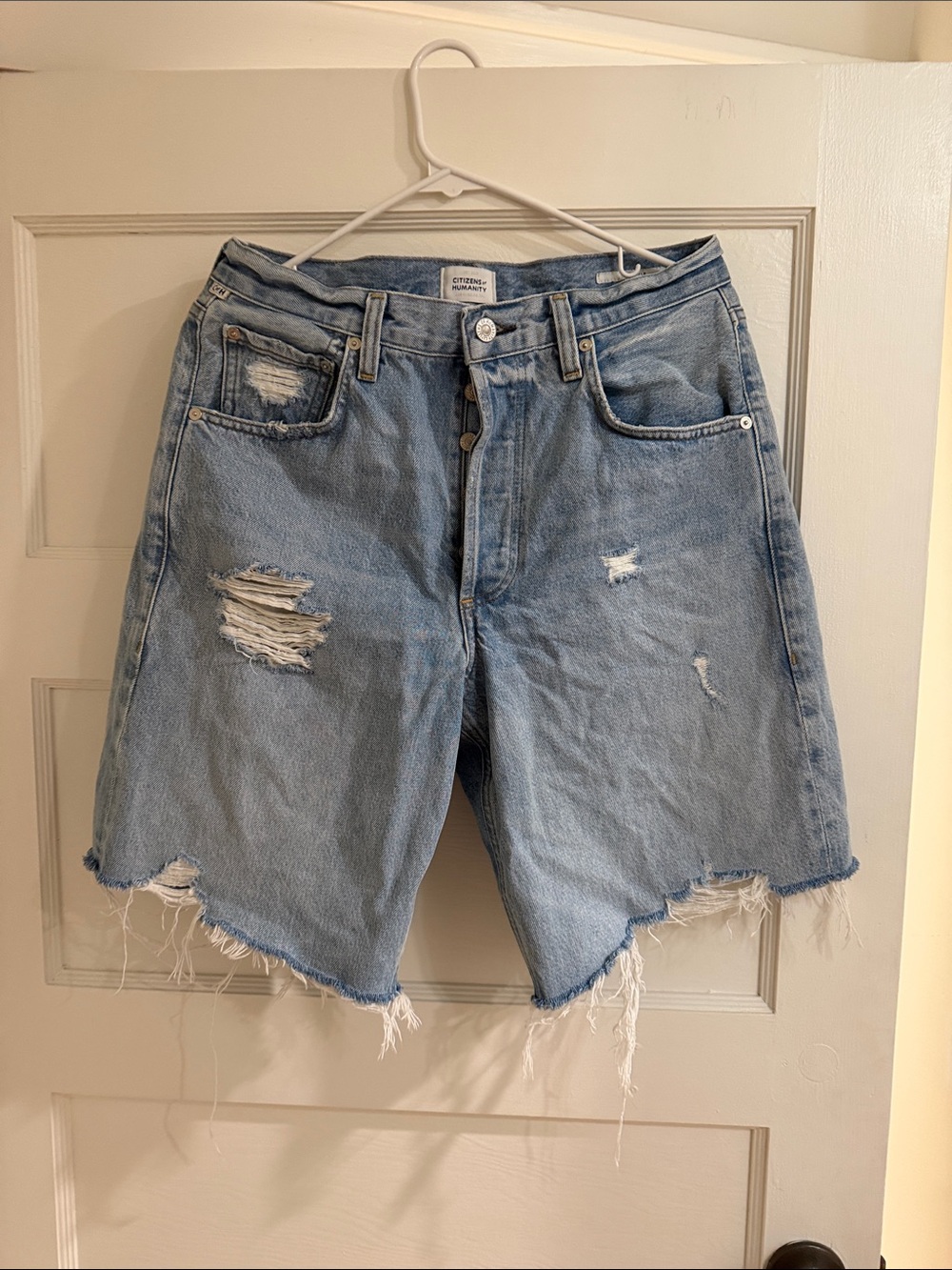 Citizens of Humanity Light Blue Distressed Denim Shorts